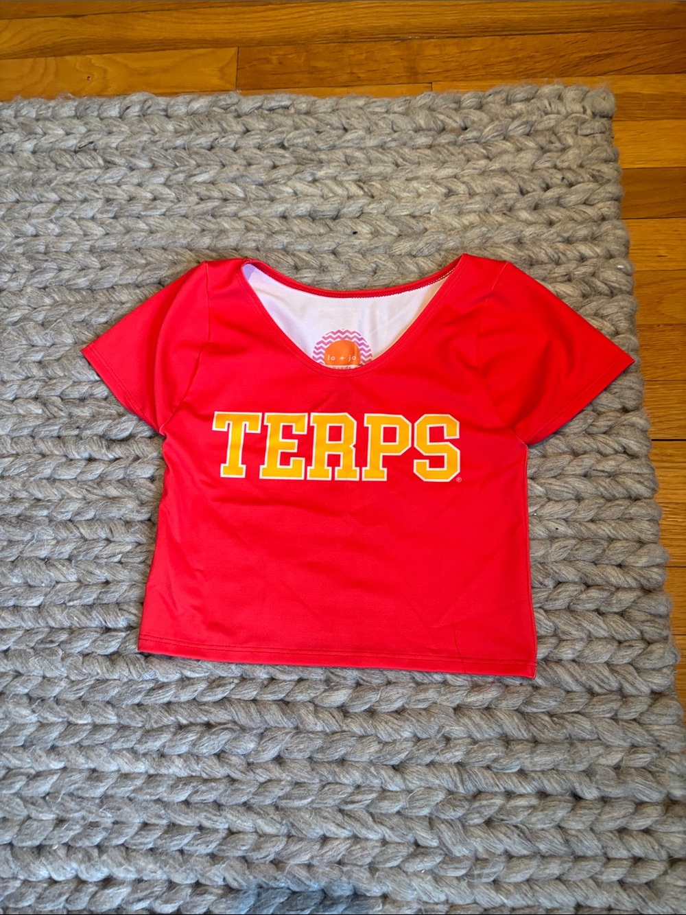 Women's Red TERPS Crop Top - Collegiate Short Sleeve